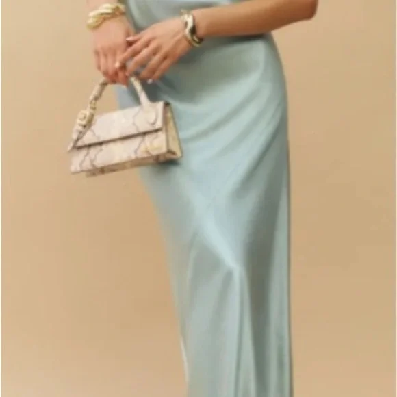 Reformation Aquamarine Silk Dress - Picture 2 of 7